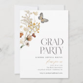 Elegant Butterfly Wildflower Afstuderen Invitation Kaart (Voorkant)