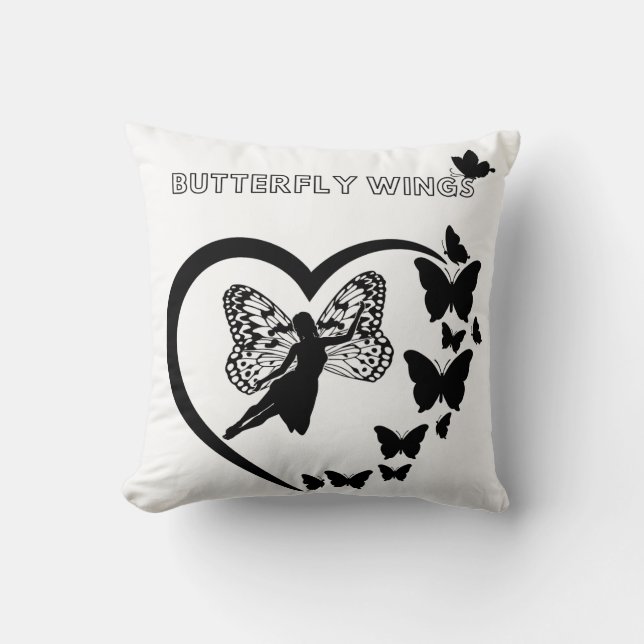 Elegant Butterfly Wings Heart Sierkussen (Voorkant)