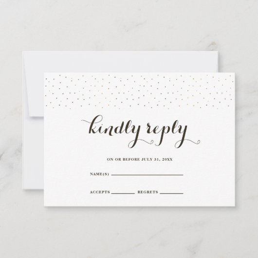 Elégant cacao et blanc avec Dots carte RSVP (Devant)