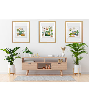 Elégant Cactus Garden aquarelle Poster