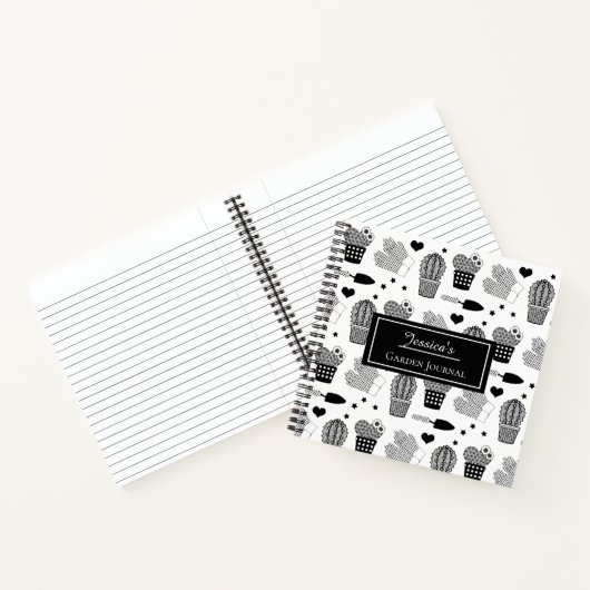 Elegant Cactus Pattern Personalized Garden Journal Notitieboek (Binnen)