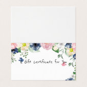 Elegant Cadeaubon Blauw Bloemmotief - Logo Toevoeg Visitekaartjes (Buitenkant ongevouwen)