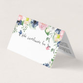 Elegant Cadeaubon Blauw Bloemmotief - Logo Toevoeg Visitekaartjes (Voorkant)