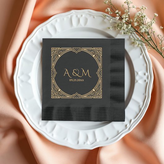 Elégant cadre Art Déco Mariage Monogramme