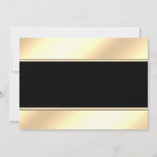 Elégant cadre chic or, Faire-part de mariage rayé (Dos)