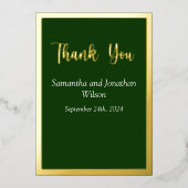 Elégant cadre de script or sur Carte de remercieme (Recto)