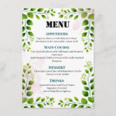Elégant cadre de verdure Menu Mariage (Devant)