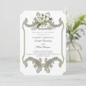 Élégant cadre d'or antique Faire-part de mariage (Debout devant)