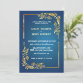 Elégant cadre doré Faire-part de mariage aquarelle (Debout devant)