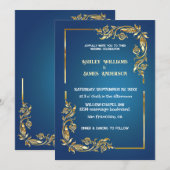 Elégant cadre doré Faire-part de mariage aquarelle (Devant / Derrière)