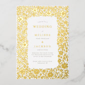 Élégant cadre en fleur faire-part de mariage fil (Recto)