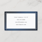 Élégant cadre en métal bleu carte de visite juridi (Dos)