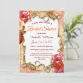 Elégant cadre Floral Boho Bridal Shower Invitation (Debout devant)