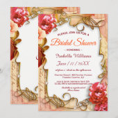 Elégant cadre Floral Boho Bridal Shower Invitation (Devant / Derrière)