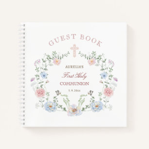 Elégant cadre floral First Communion Livre d'invit
