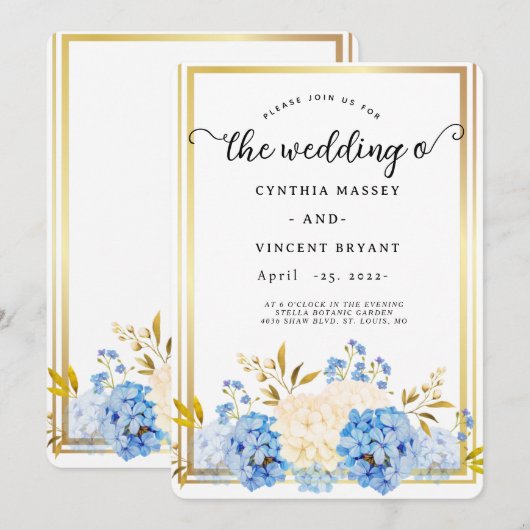 Elégant cadre floral Invitation (Devant / Derrière)
