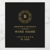 Elégant Cadre Mandala Or Sur Étiquette Vin Noir (Étiquettes simples)