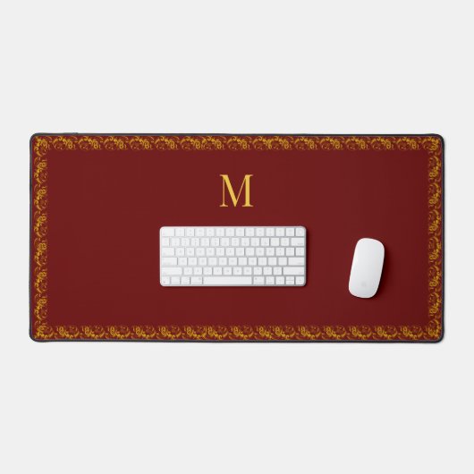 Elégant cadre Or et Monogramme sur Maroon (Clavier et souris)