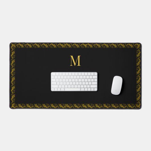 Elégant cadre or et Monogramme sur noir (Clavier et souris)