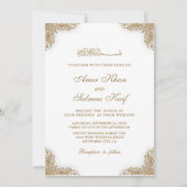 Elégant cadre or mariage musulman Invitations (Devant)