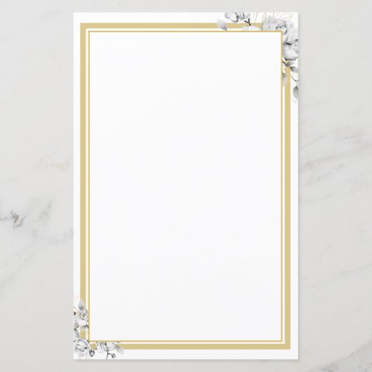 Elégant cadre Or moderne Mariage Floral Menu (Dos)