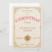 Elégant cadre or Noël Invitation (Devant / Derrière)