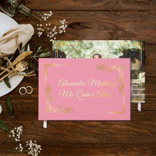Elégant cadre or rose Quinceañera