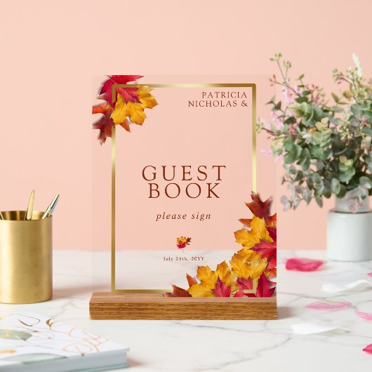 Elégant Cadre Or & Rustique Livre d'Automne