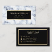 Elégant cadre Or sur Marbre blanc | CARTE DE VISIT (Devant / Derrière)