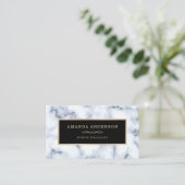 Elégant cadre Or sur Marbre blanc | CARTE DE VISIT (Debout devant)