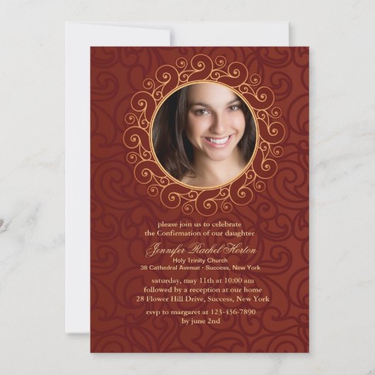 Elégant cadre photo confirmation Invitation (Devant)