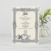 Elégant, Cadre Victorien, Menu Mariage Vintage (Debout devant)