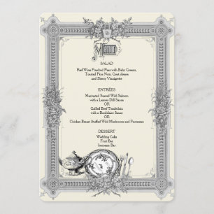 Elégant, Cadre Victorien, Menu Mariage Vintage