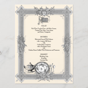 Elégant, Cadre Victorien, Menu Mariage Vintage