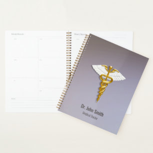 Elégant Caduceus Or Blanc ailes Médicale
