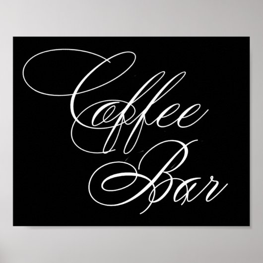 Élégant Café Bar Script blanc | Tableau horizontal (Devant)