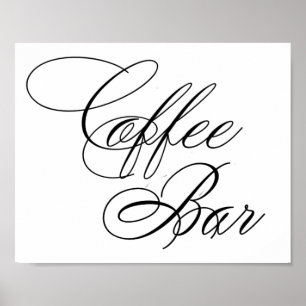 Élégant Café Bar Script noir   Tableau horizontal
