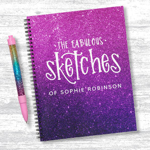 Elégant cahier de Parties scintillant violet rose