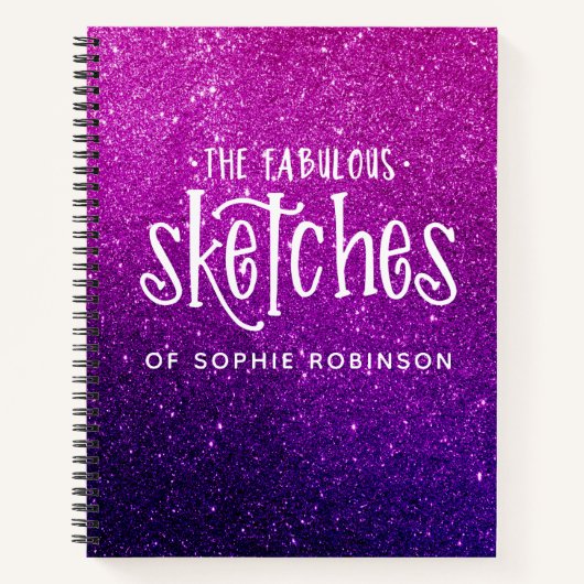 Elégant cahier de Parties scintillant violet rose (Devant)