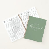 Élégant Cahier de Recettes Simple Vert Sauge Écrit (Intérieur)