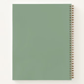 Élégant Cahier de Recettes Simple Vert Sauge Écrit (Dos)