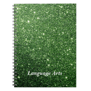 Élégant Cahier Personnalisé Vert Émeraude Pailleté