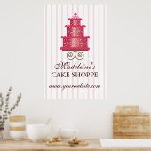 Elegant Cake Custom Bakery Business Poster (Keuken)
