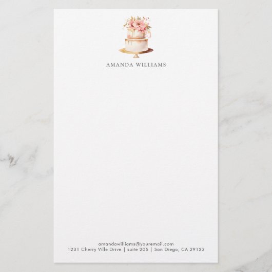 Elegant Cake Custom Letterhead Briefpapier (Voorkant)
