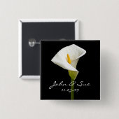 Elegant Cala Lily - Square Button (Voorkant /achterkant)