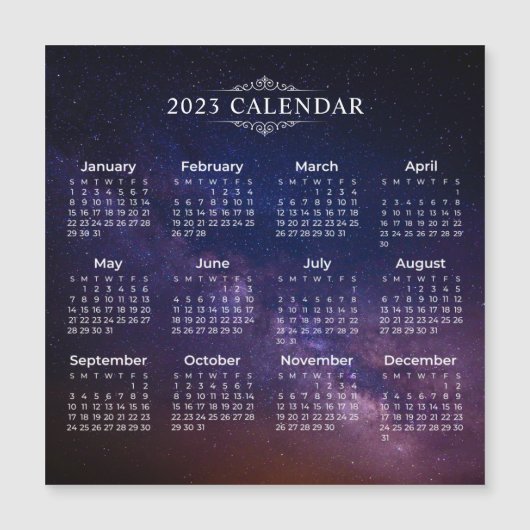 Élégant Calendrier 2023 sur Voie Lactée | Carte ma (Devant)