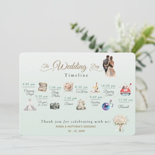 Élégant calendrier du programme de mariage minimal (Debout devant)