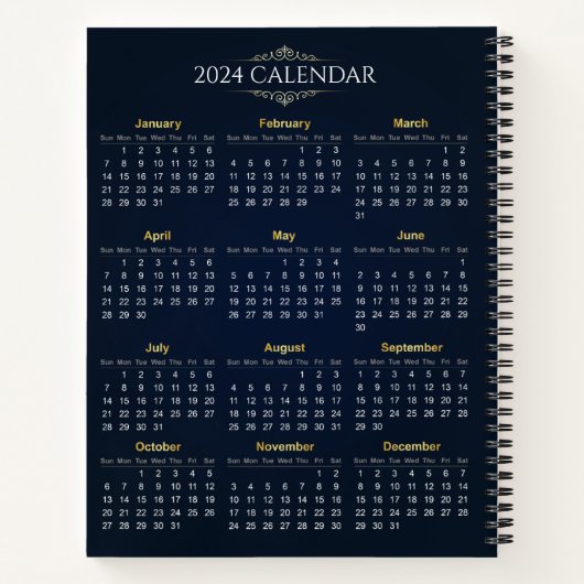 Élégant Calendrier Gold et Blue 2024 | CARNET (Dos)