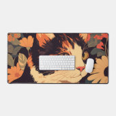 Élégant Calico Cat dans le jardin fleuri Mat (Clavier et souris)