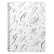 Elegant Calligrafie Alphabet Spiral Note Book